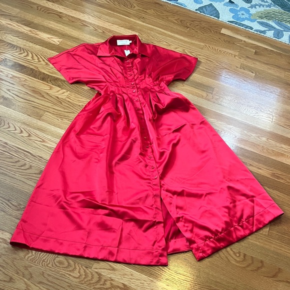 Anthropologie X Exquise Tobie Satin Shirt Dress Size Small NWT - Picture 6 of 13